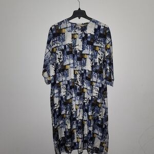 Color women's shirt dress size 4XL blue multi color patchwork